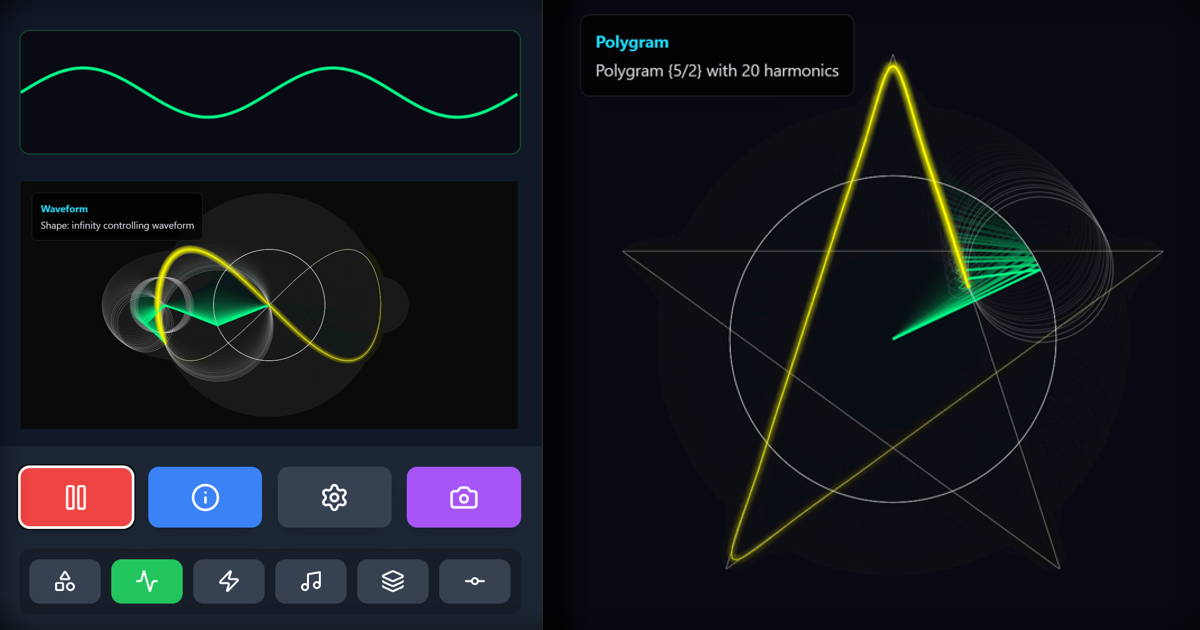 An interactive rhythmic geometry experiment app screenshot